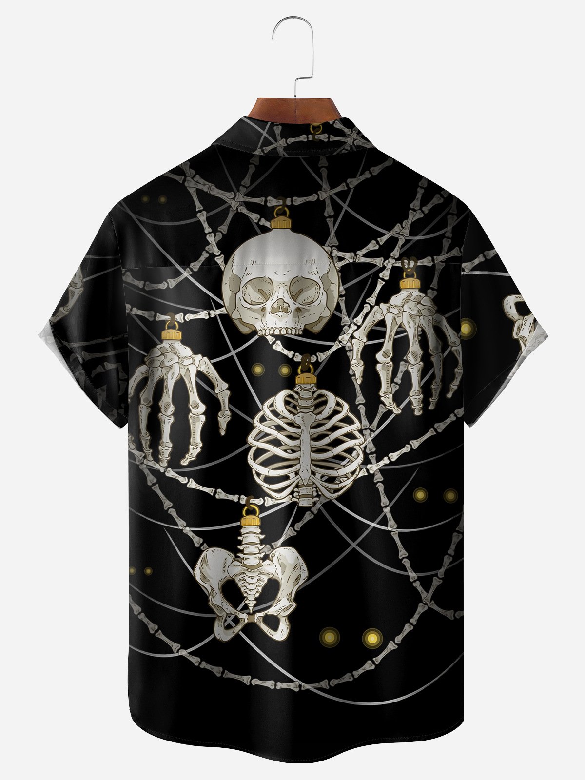 Halloween Skull Chest Pocket Short Sleeve Casual Shirt