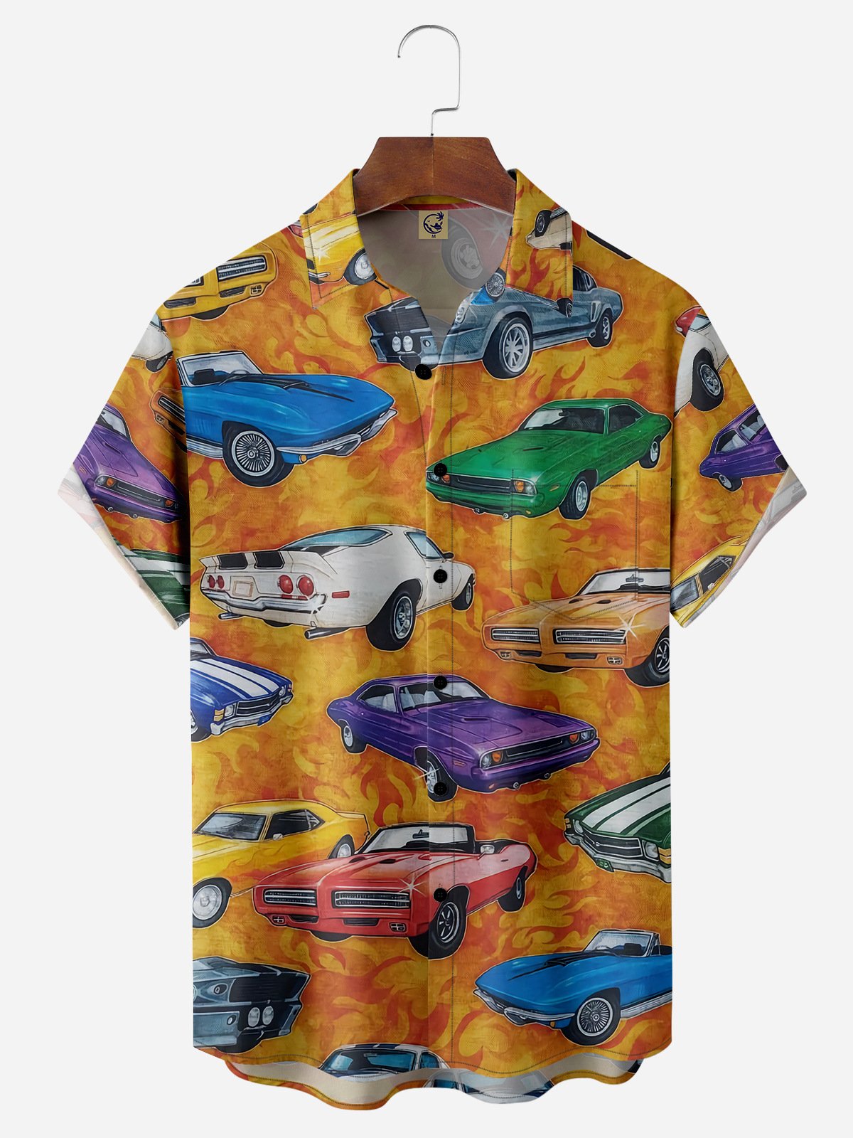 American Muscle Car Chest Pocket Short Sleeve Casual Shirt