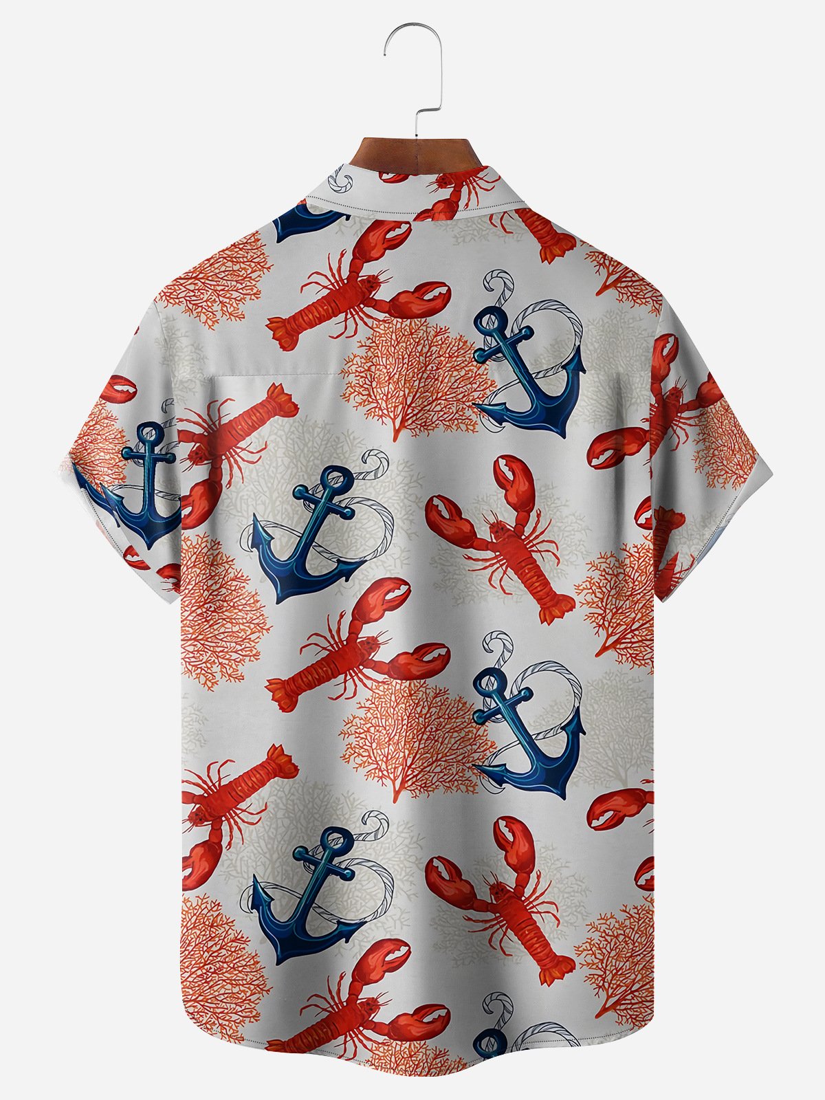 Lobster Anchor Chest Pocket Short Sleeve Hawaiian Shirt