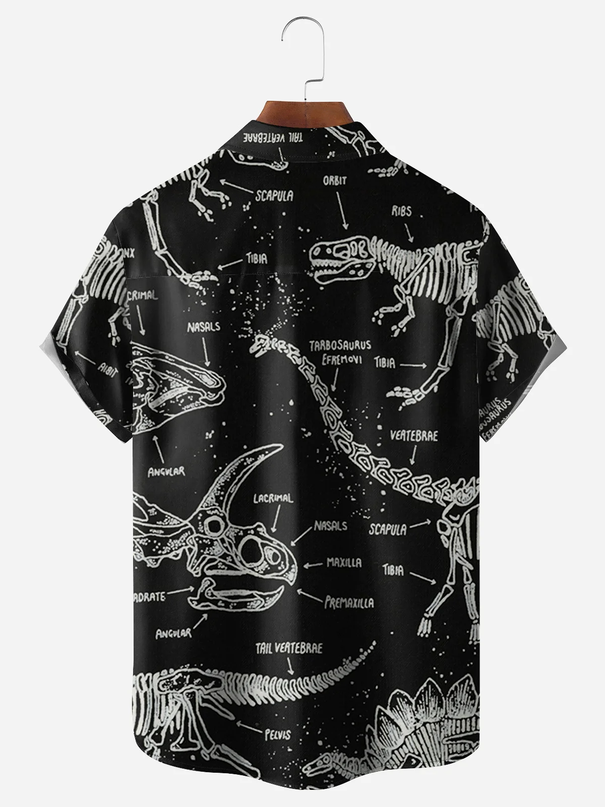 Pirate T-Rex Halloween Chest Pocket Short Sleeve Casual Shirt