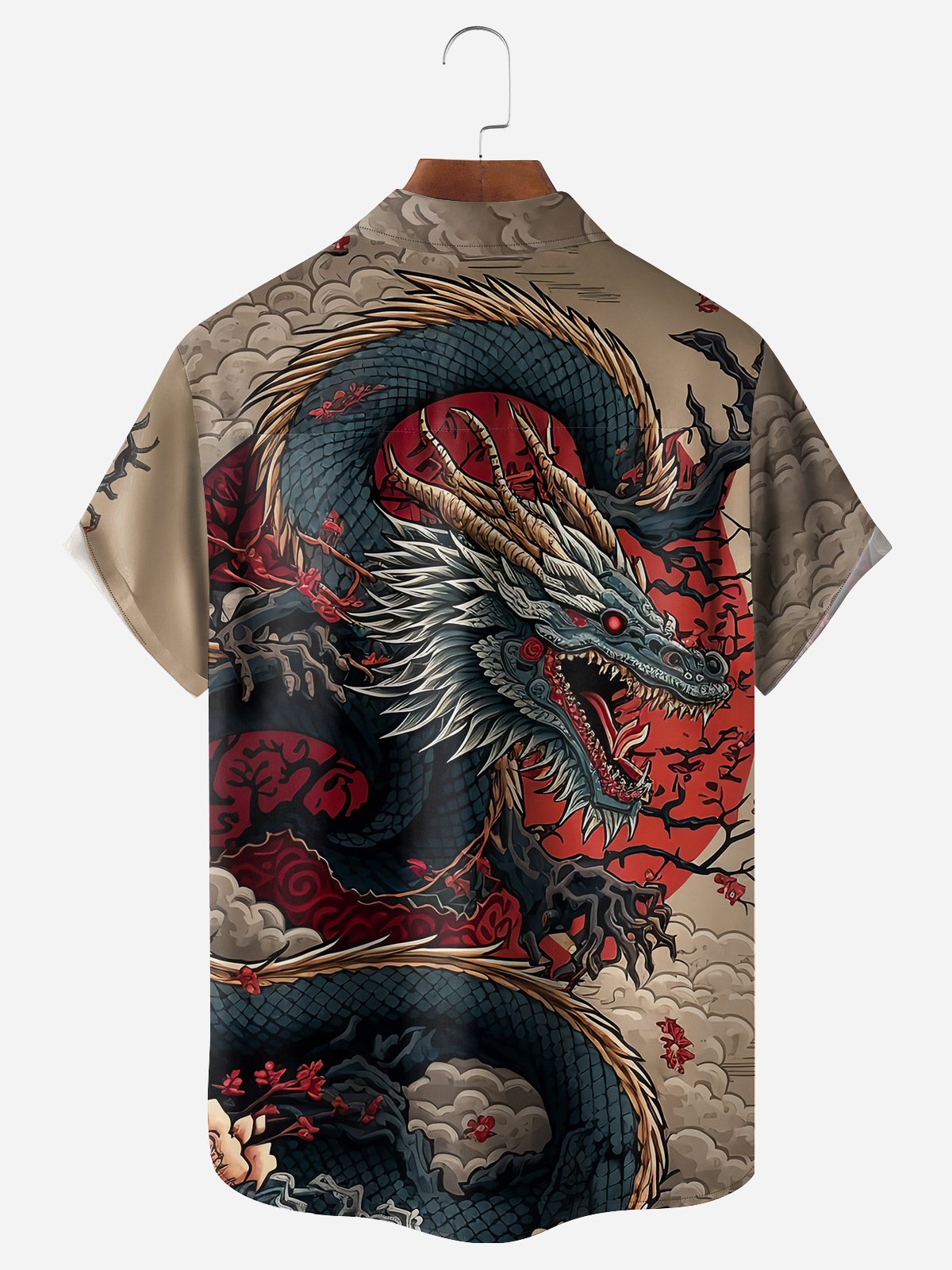 Dragon Chest Pocket Short Sleeve Casual Shirt