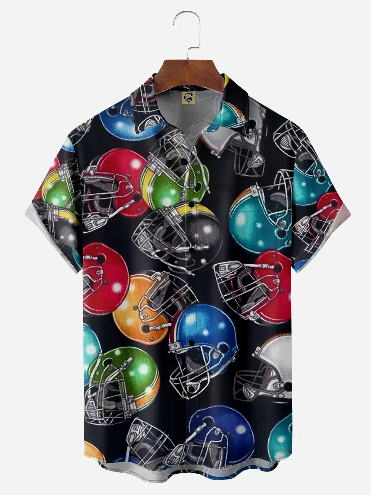 Football Helmet Chest Pocket Short Sleeve Shirt