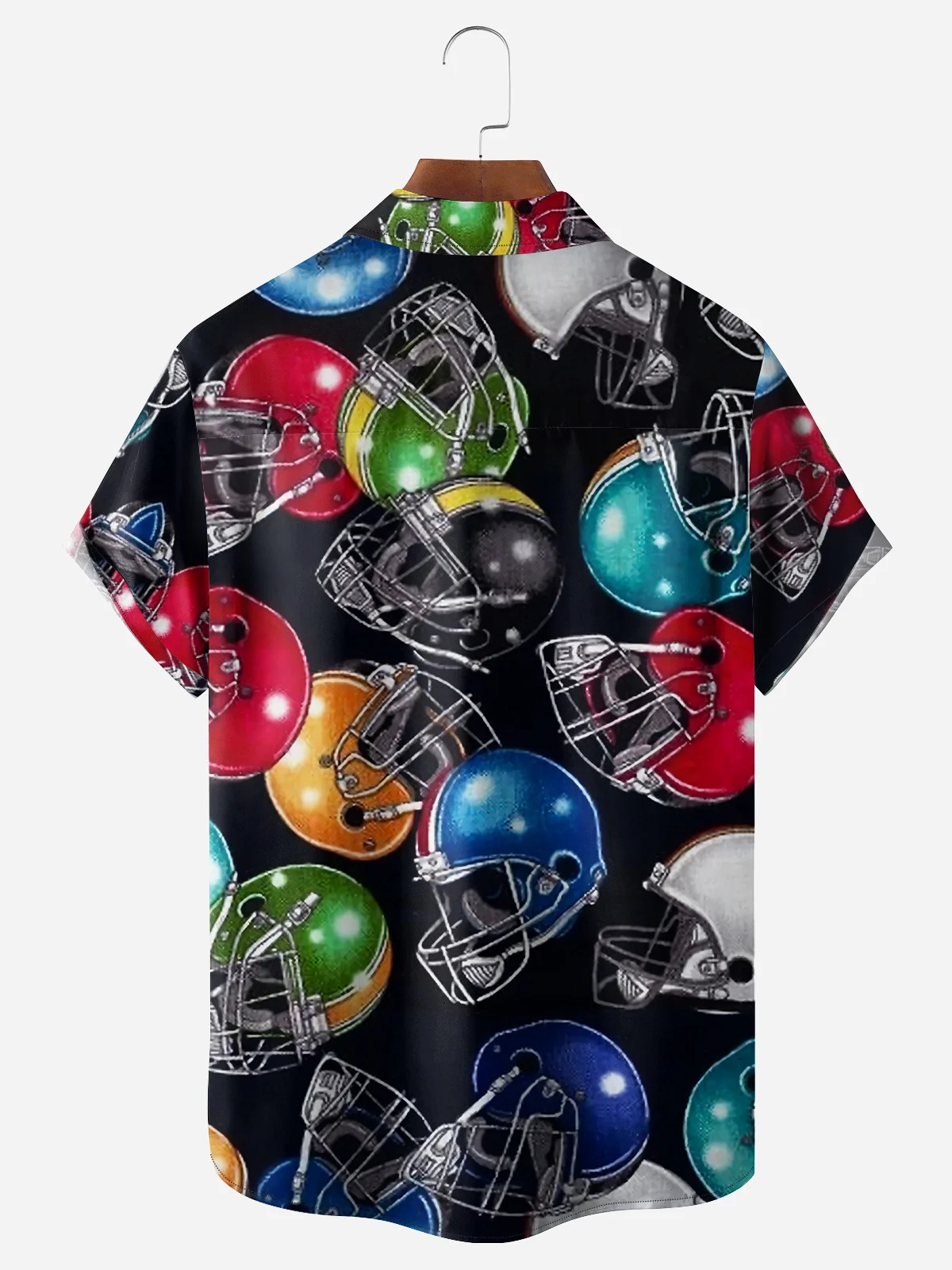 Football Helmet Chest Pocket Short Sleeve Shirt