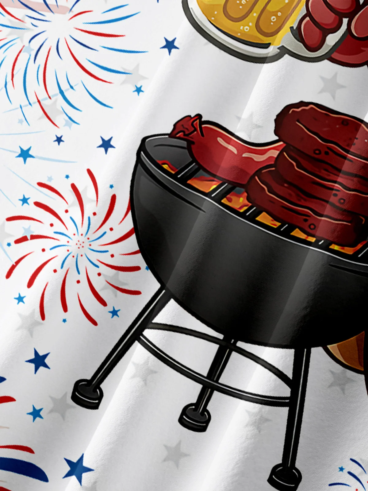 American Flag Sausage Chest Pocket Short Sleeve Shirt