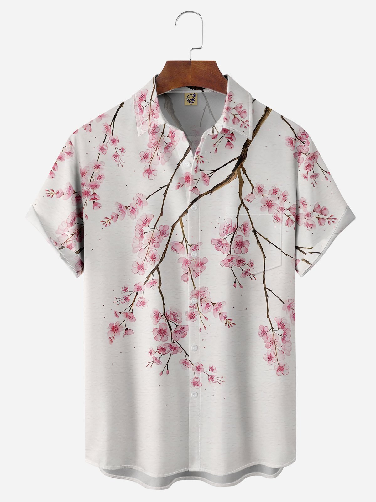 Cherry Blossoms Chest Pocket Short Sleeve Hawaiian Shirt