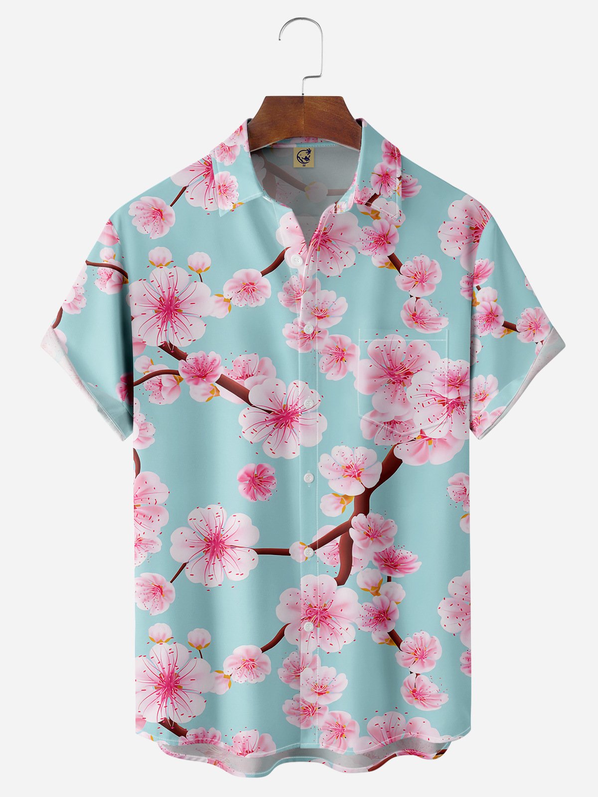 Cherry Blossoms Chest Pocket Short Sleeve Hawaiian Shirt