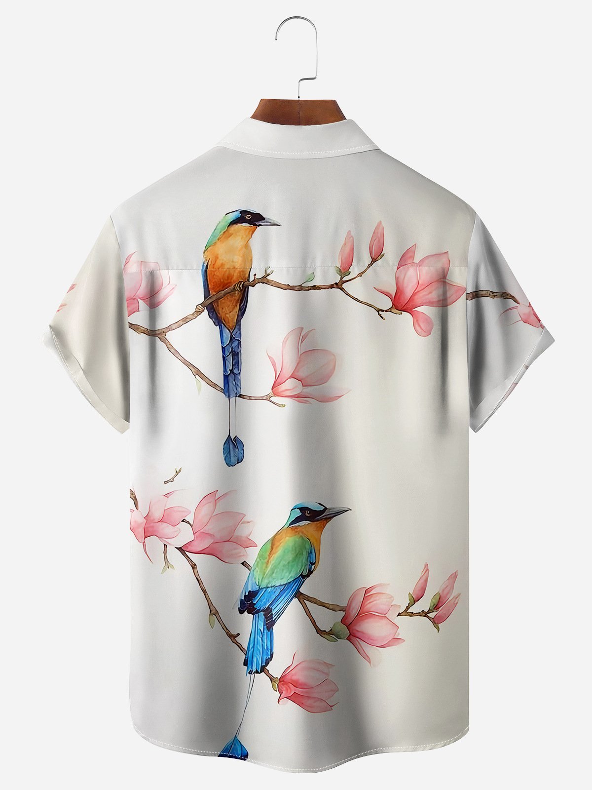 Birds Chest Pocket Short Sleeve Hawaiian Shirt