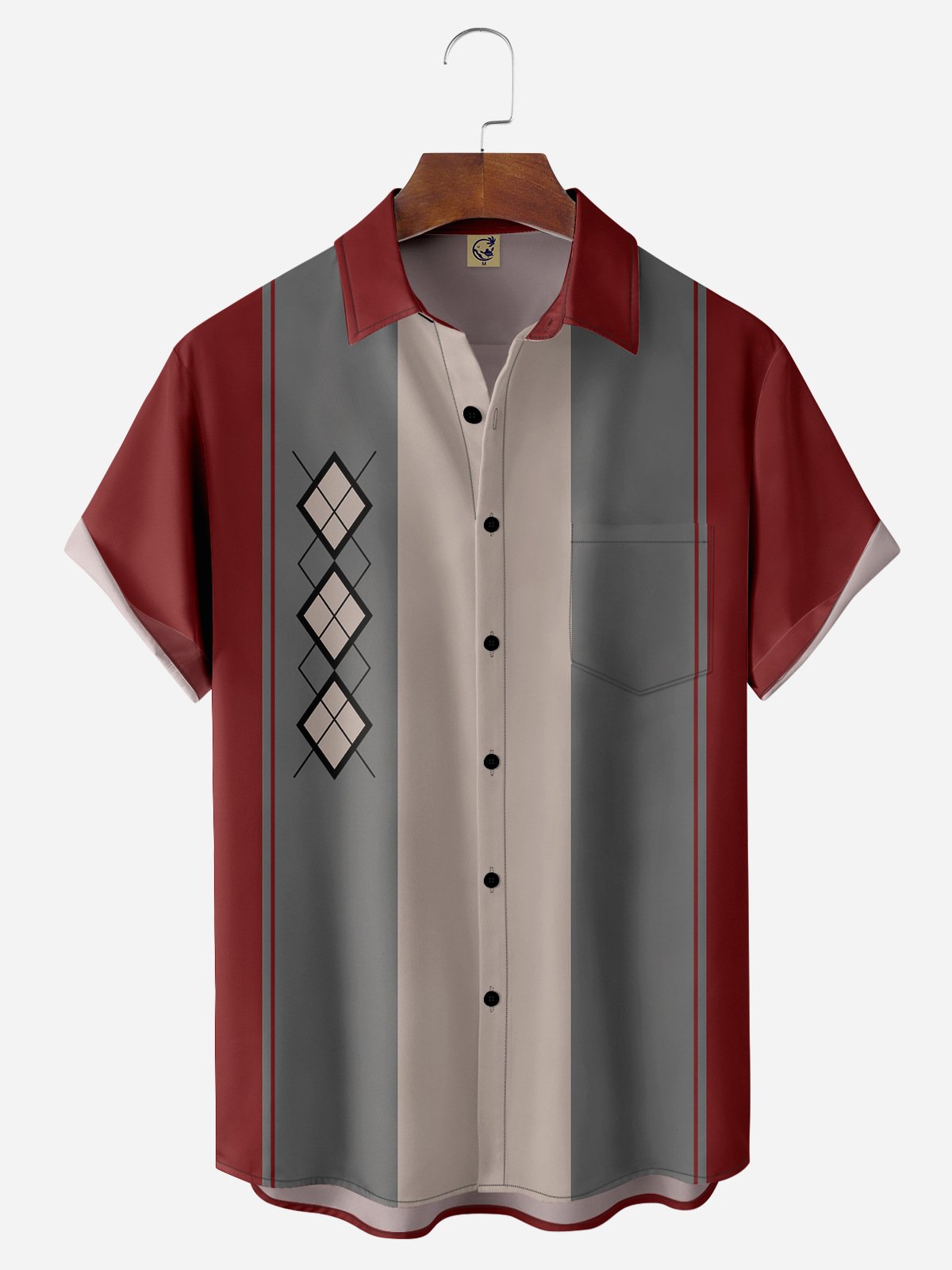 Hardaddy Geometric Art Chest Pocket Short Sleeve Casual Shirt