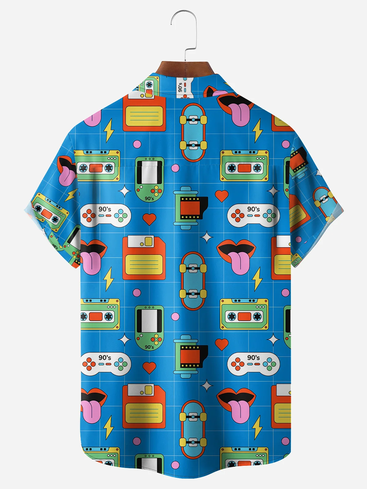 90‘s Game Controller Chest Pocket Short Sleeve Casual Shirt