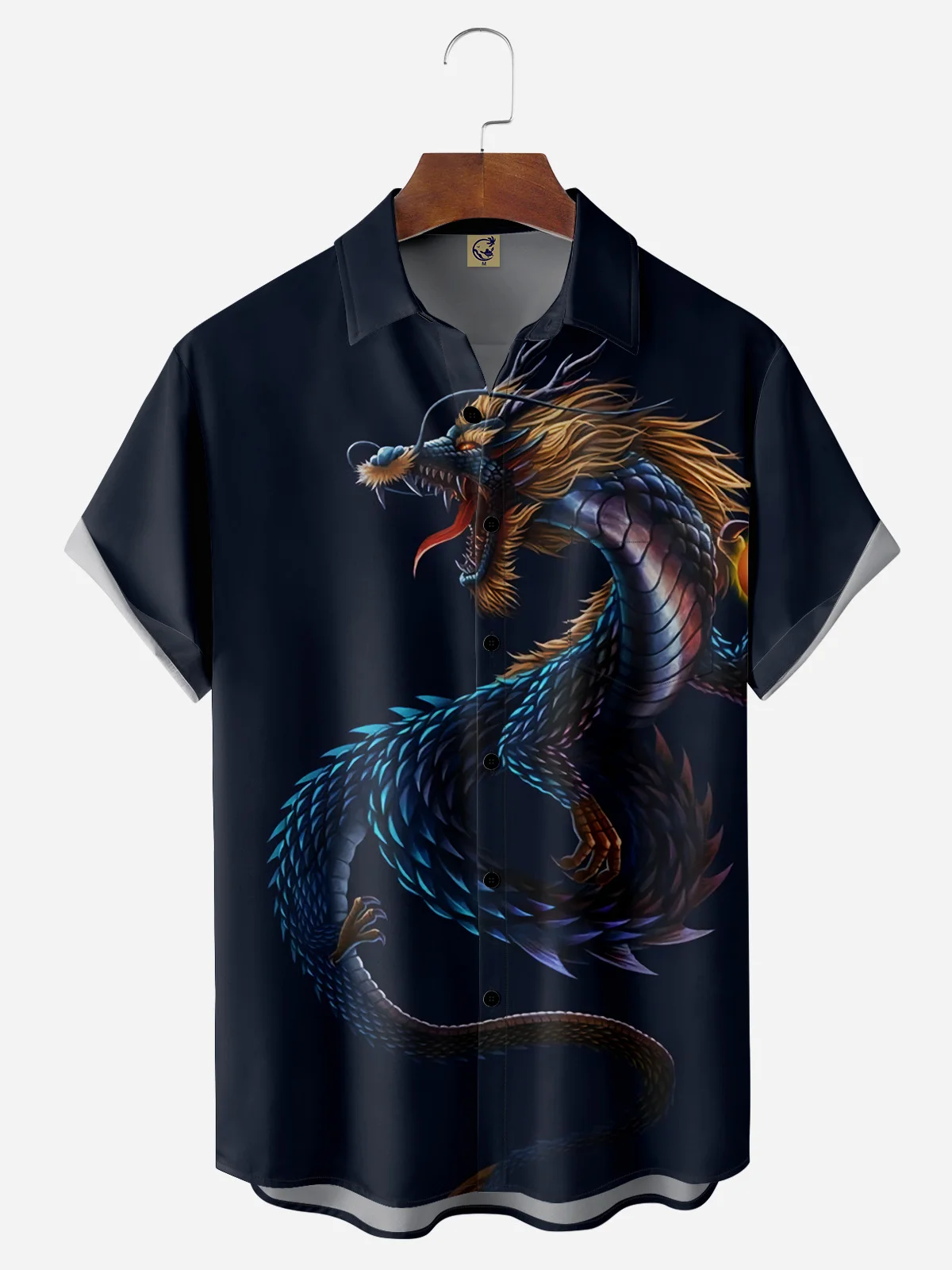 Dragon Chest Pocket Short Sleeve Casual Shirt