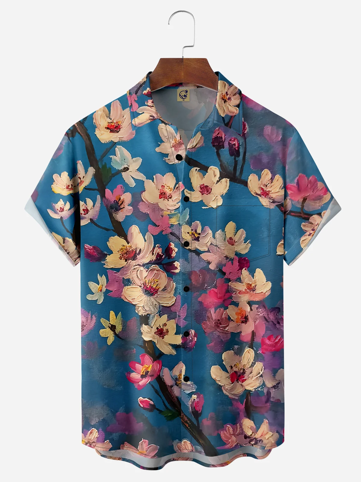 Floral Chest Pocket Short Sleeve Hawaiian Shirt