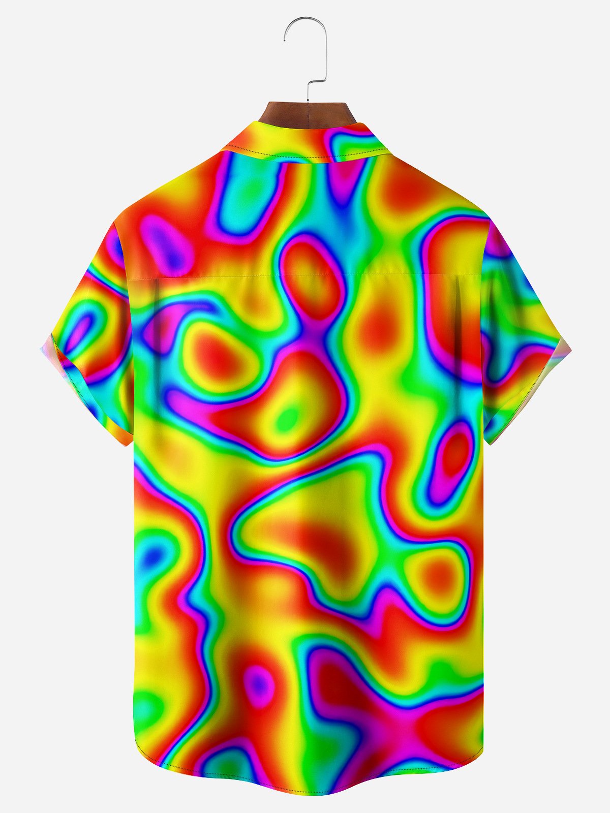 Thermal Imaging Print Chest Pocket Short Sleeve Casual Shirt