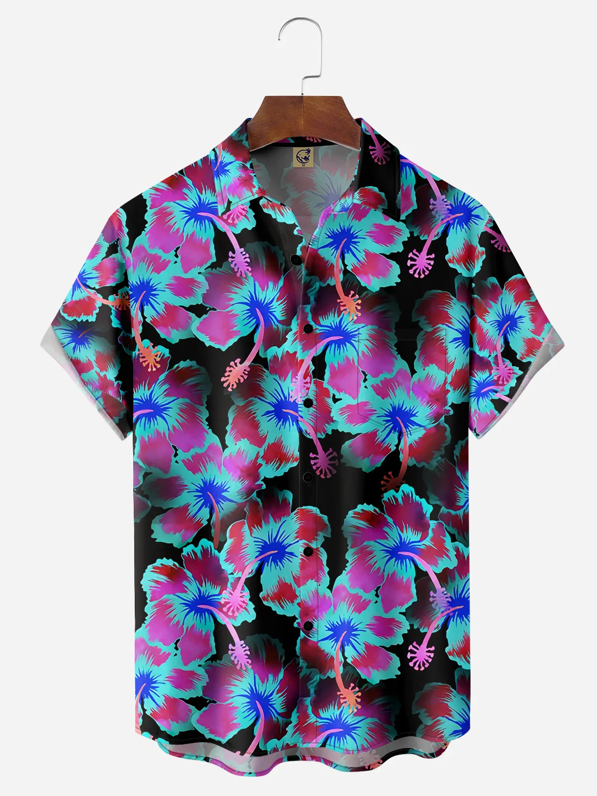 Hibiscus Chest Pocket Short Sleeve Hawaiian Shirt