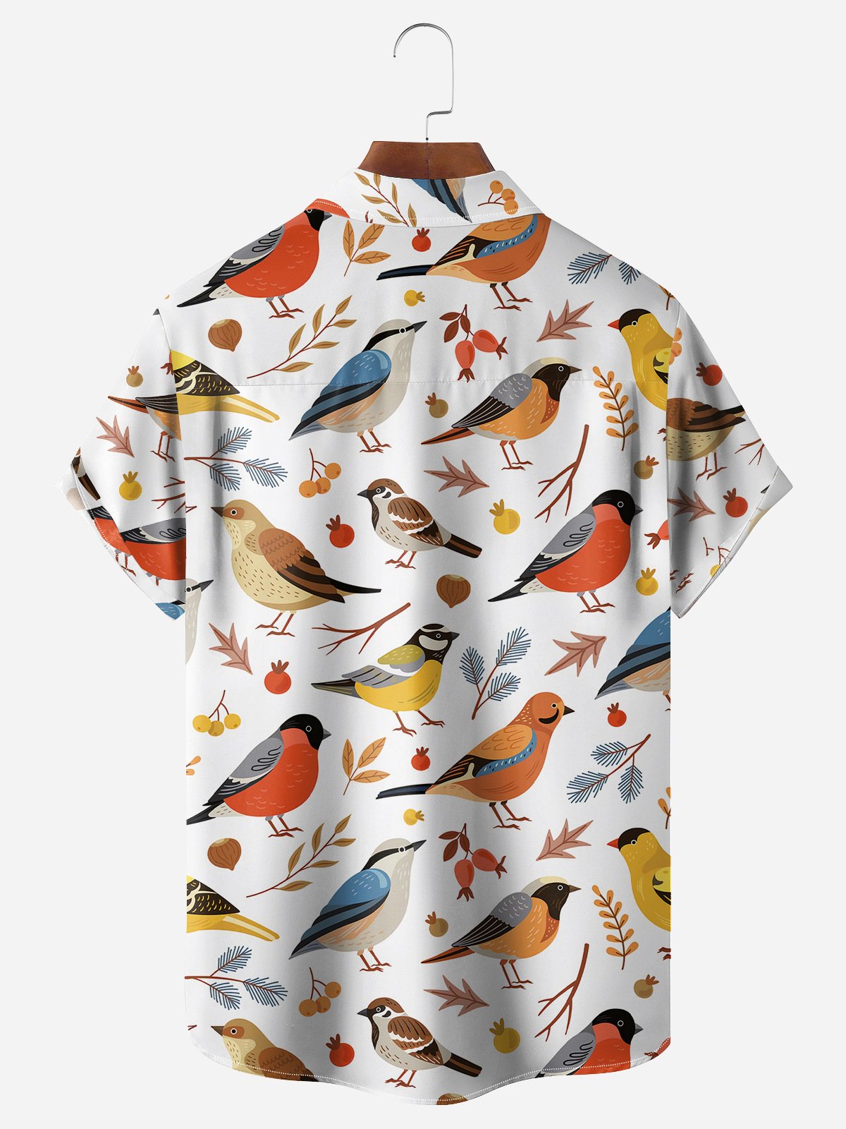 Animal Bird Chest Pocket Short Sleeve Casual Shirt