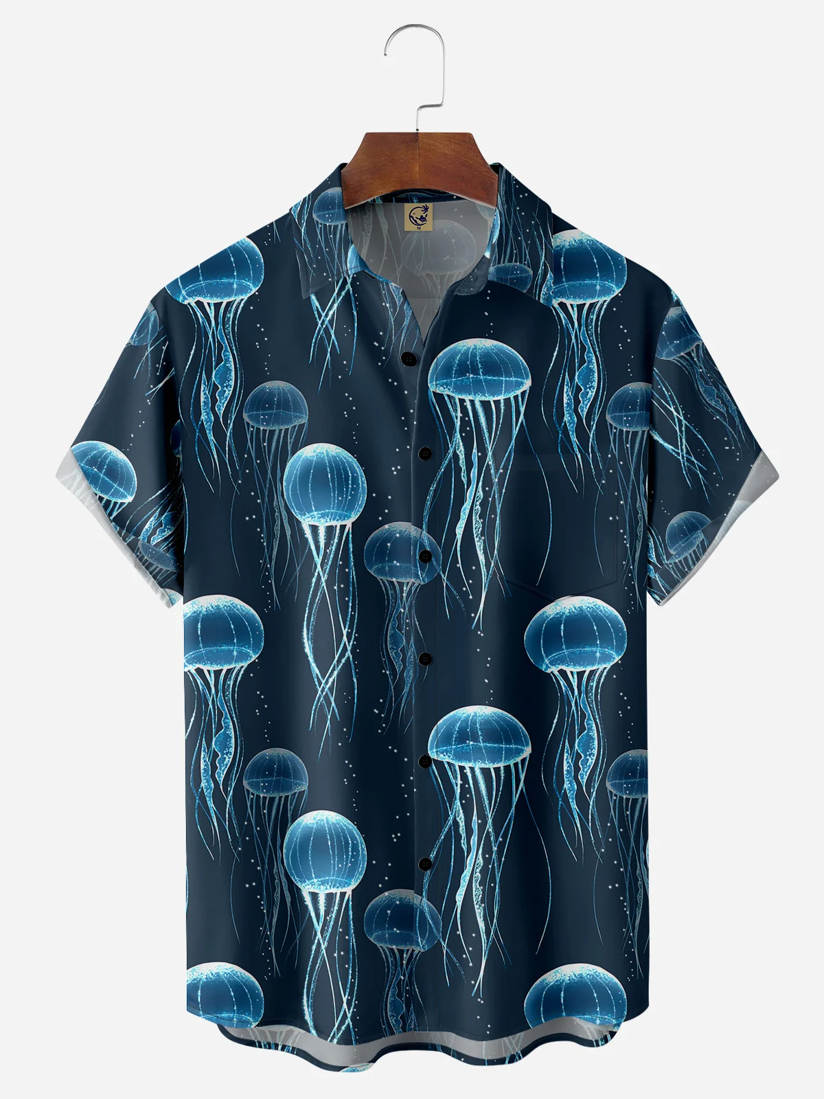 Jellyfish Chest Pocket Short Sleeve Hawaiian Shirt