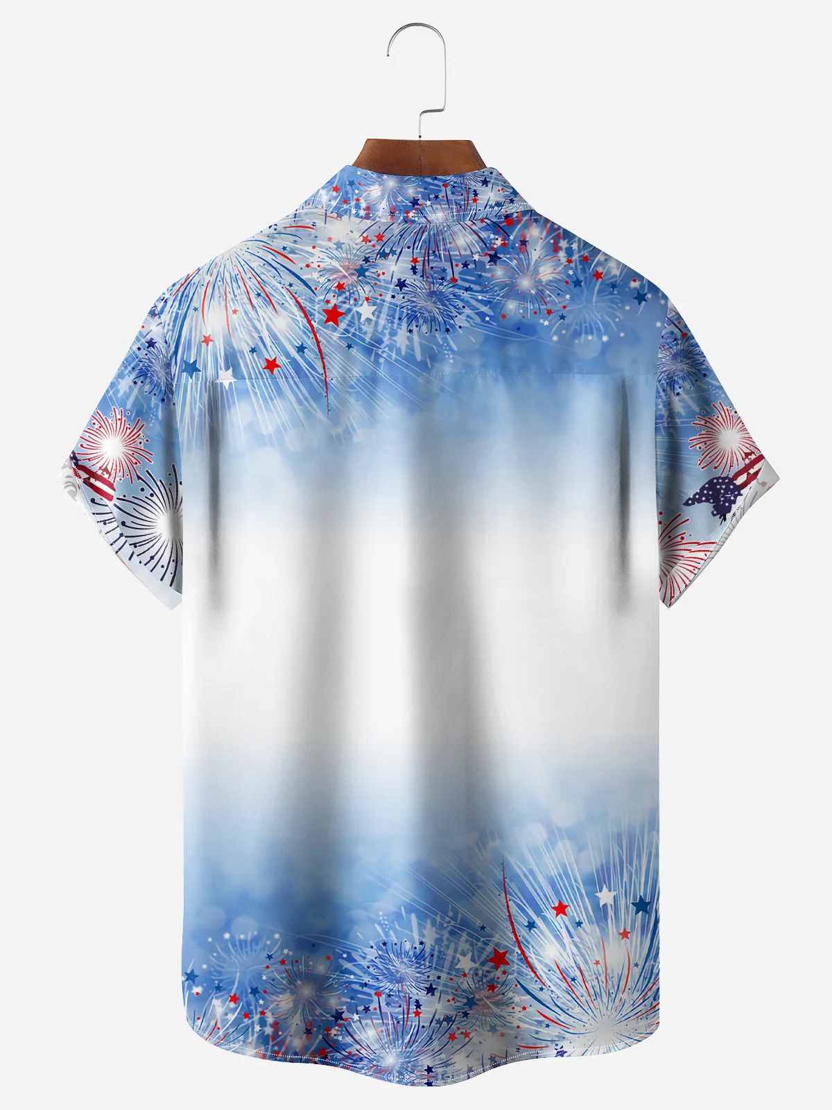 Flamingo Fireworks Chest Pocket Short Sleeve Shirt