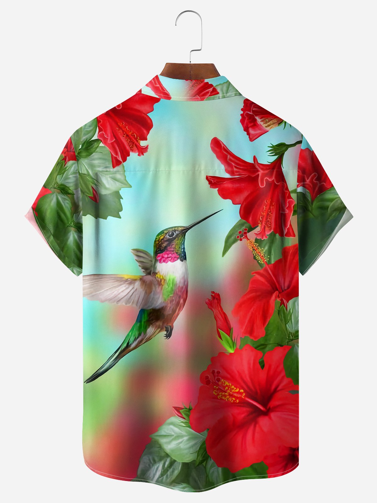 Bird Chest Pocket Short Sleeve Hawaiian Shirt