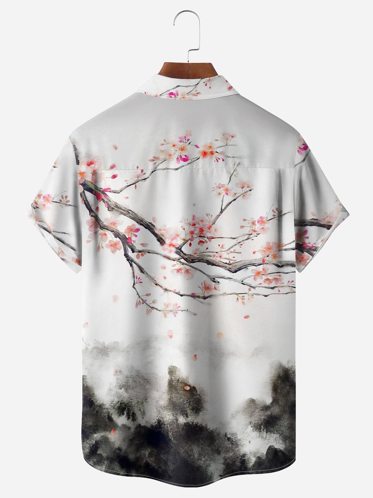 Cherry Blossoms Chest Pocket Short Sleeve Shirt