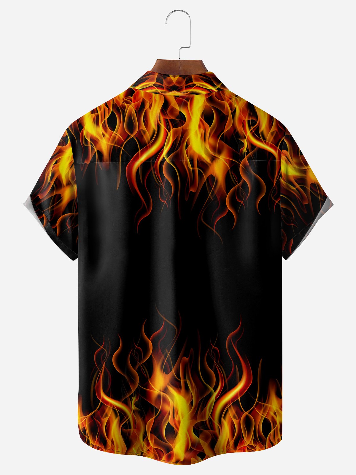 BBQ Pig Flame Chest Pocket Short Sleeve Casual Shirt