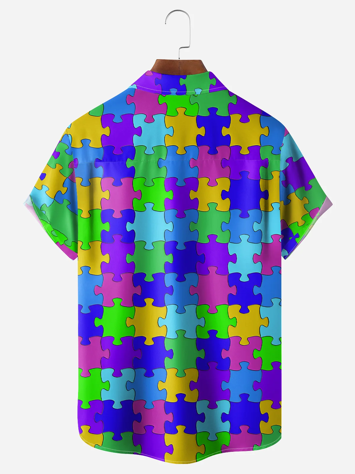 Puzzle Chest Pocket Short Sleeve Shirt