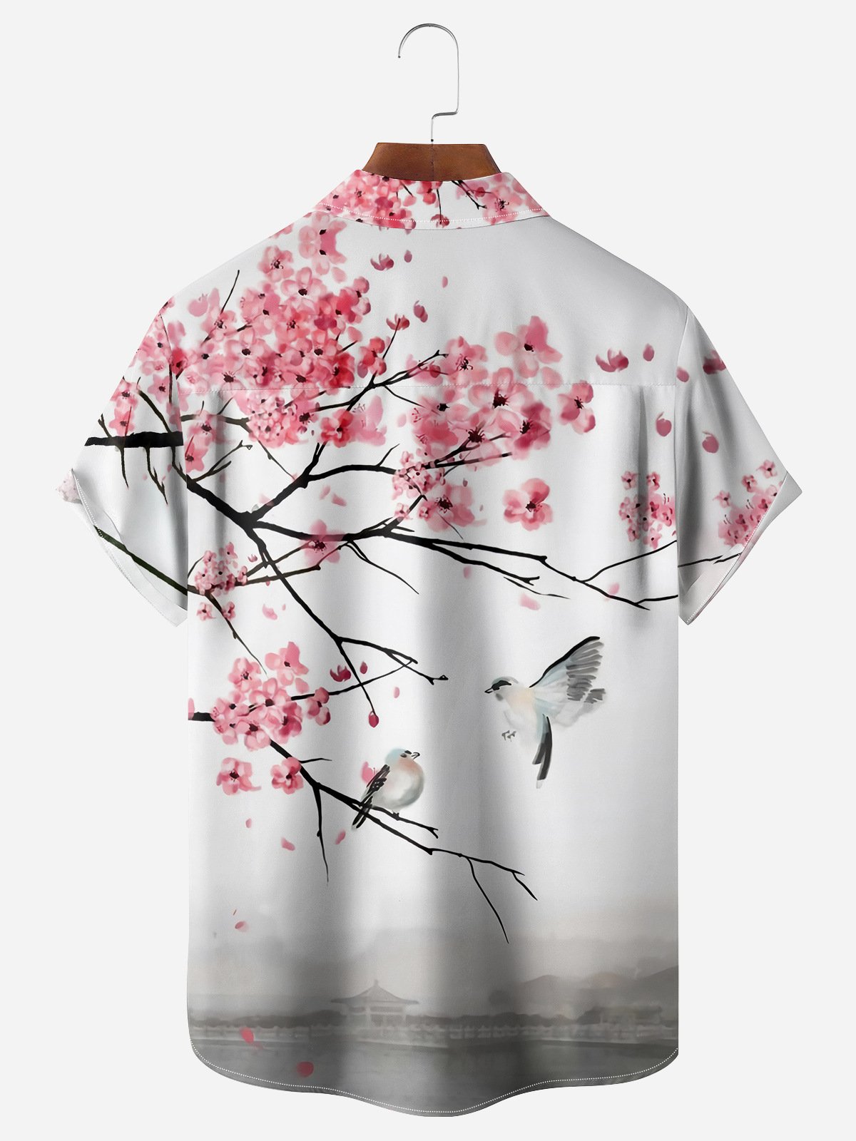 Cherry Blossoms Chest Pocket Short Sleeve Shirt