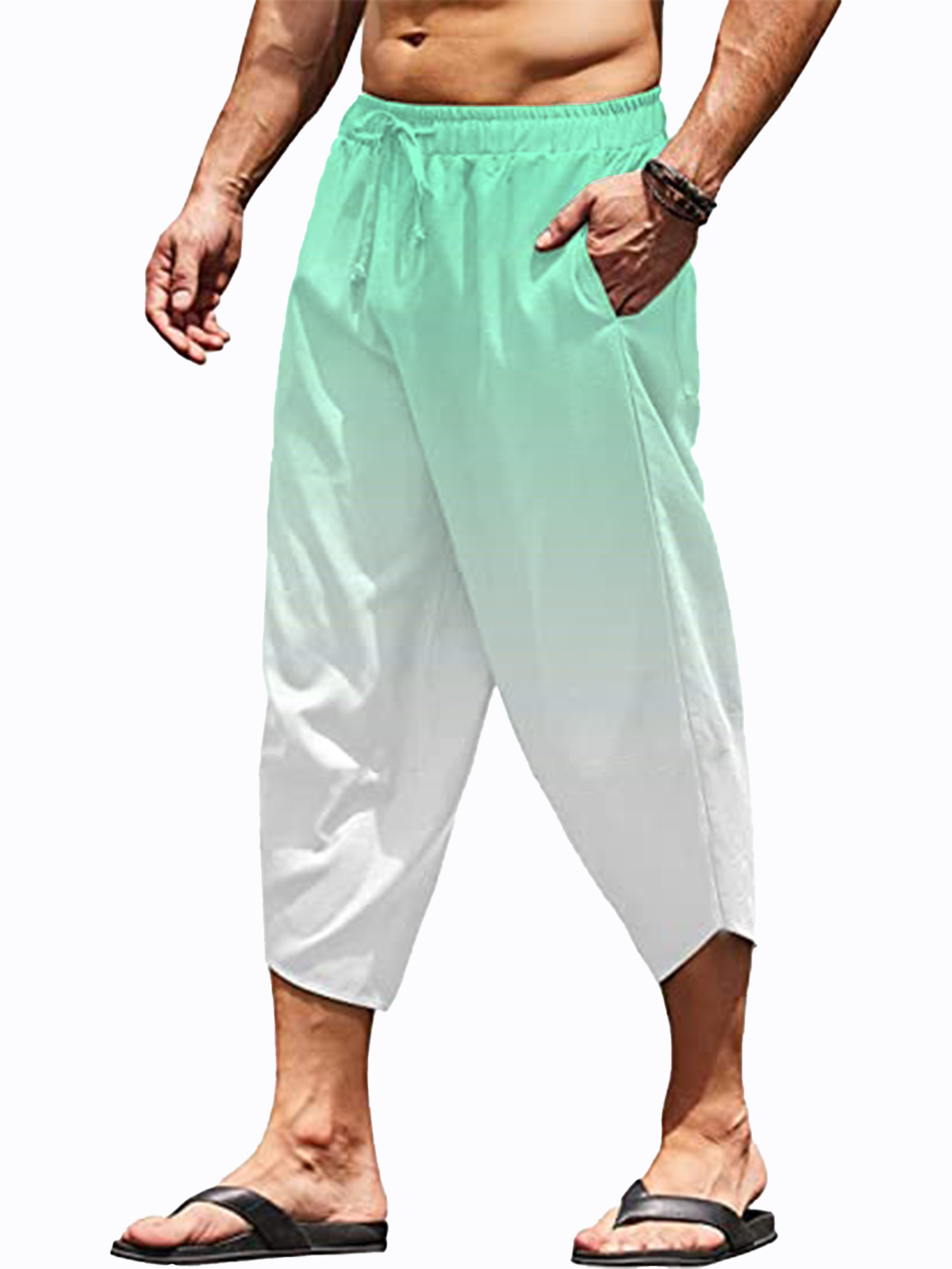 Gradient Color Casual Cropped Pants