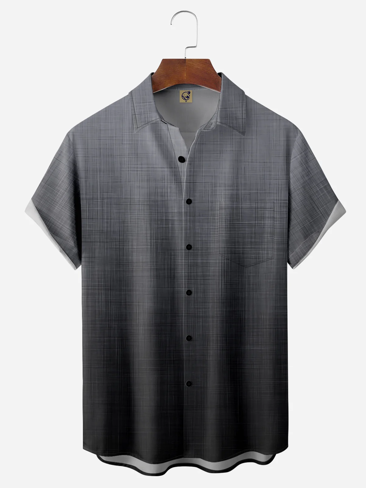 Gradient Color Chest Pocket Short Sleeve Casual Shirt