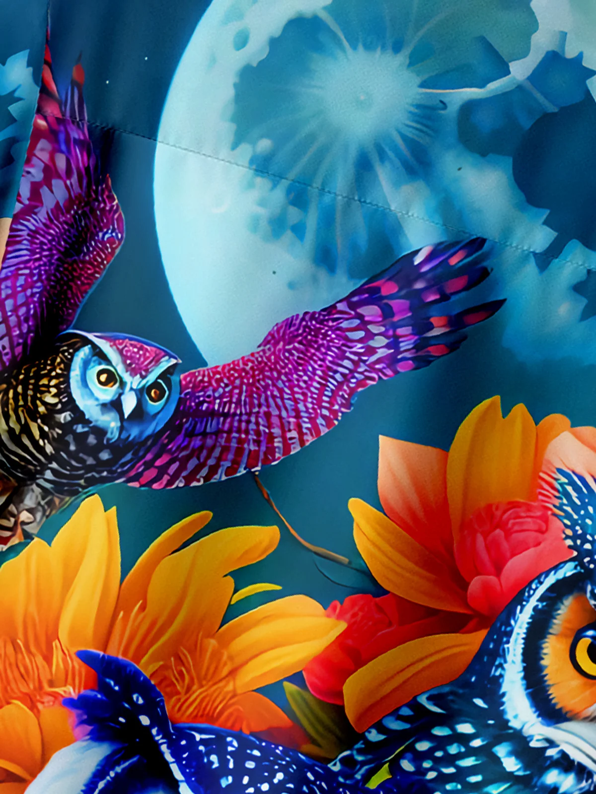 Owl Chest Pocket Short Sleeve Hawaiian Shirt