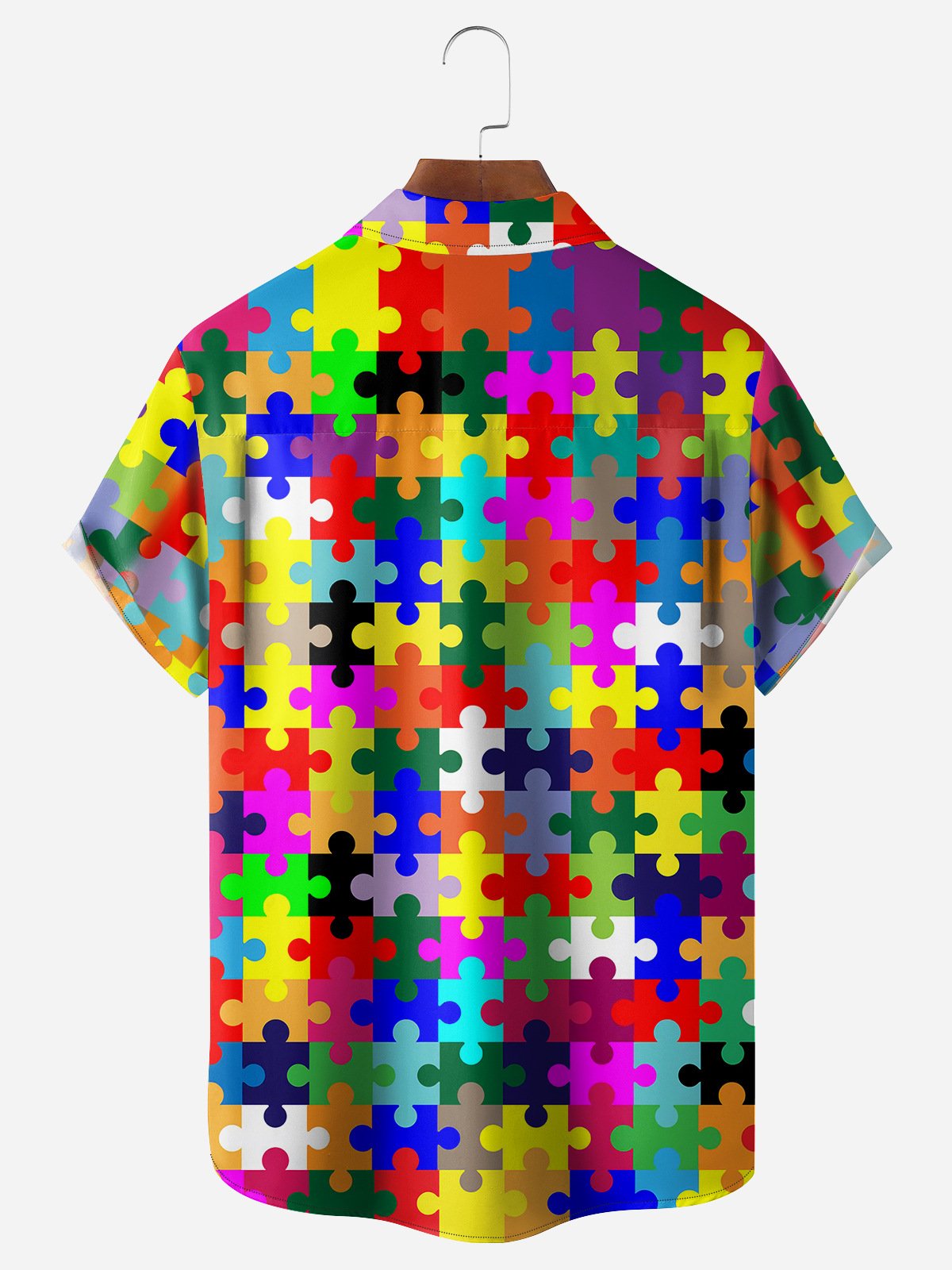 Puzzle Chest Pocket Short Sleeve Shirt