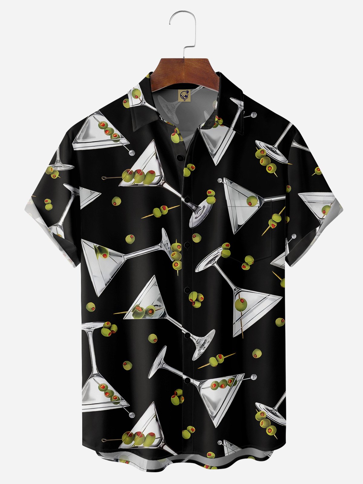 Cocktail Chest Pocket Short Sleeve Hawaiian Shirt