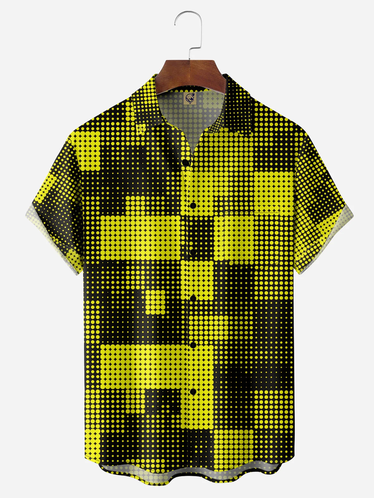 Geometry Gradient Pattern Chest Pocket Short Sleeve Shirt
