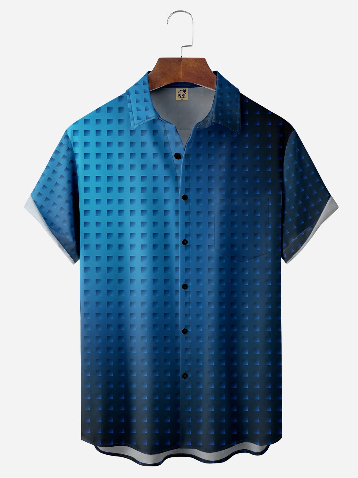 Gradient Pattern Chest Pocket Short Sleeve Shirt