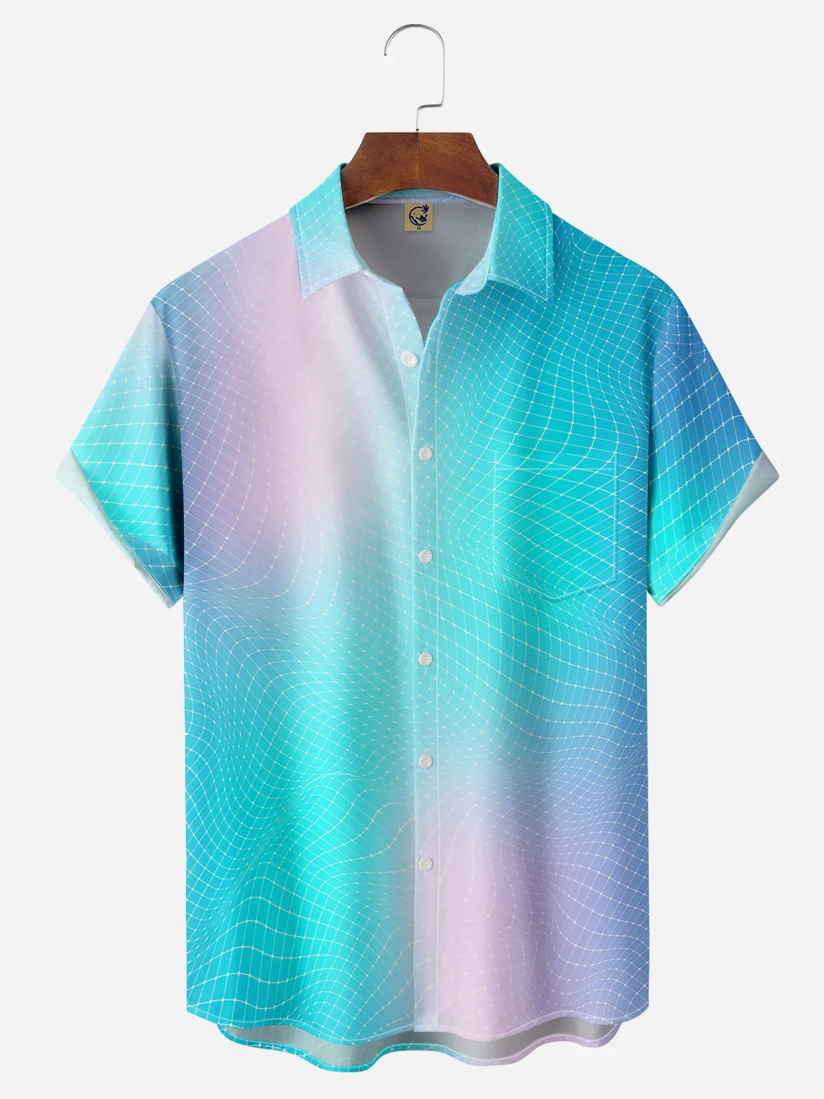 Gradient Pattern Chest Pocket Short Sleeve Shirt