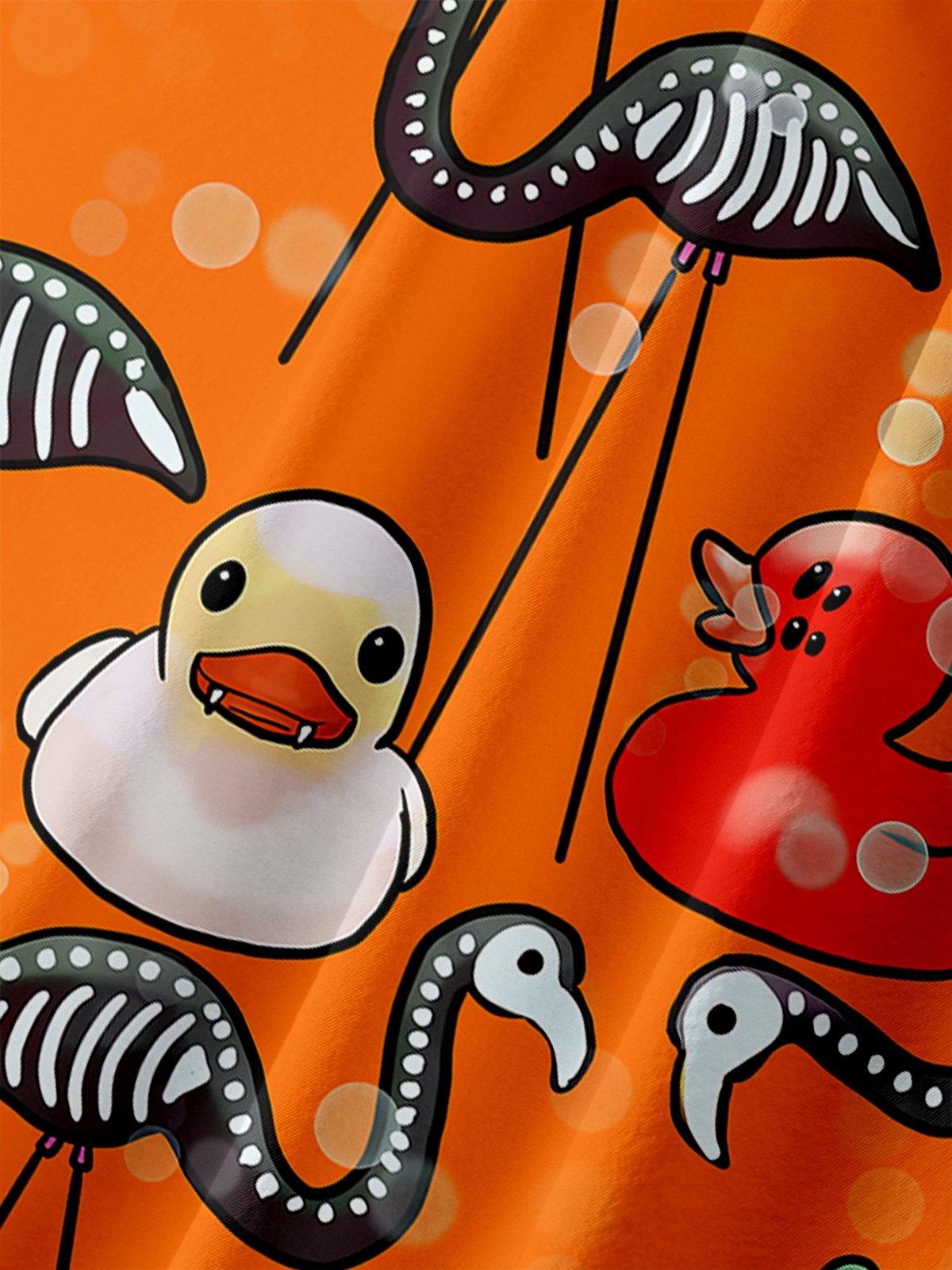 Halloween Ducks Chest Pocket Short Sleeve Casual Shirt