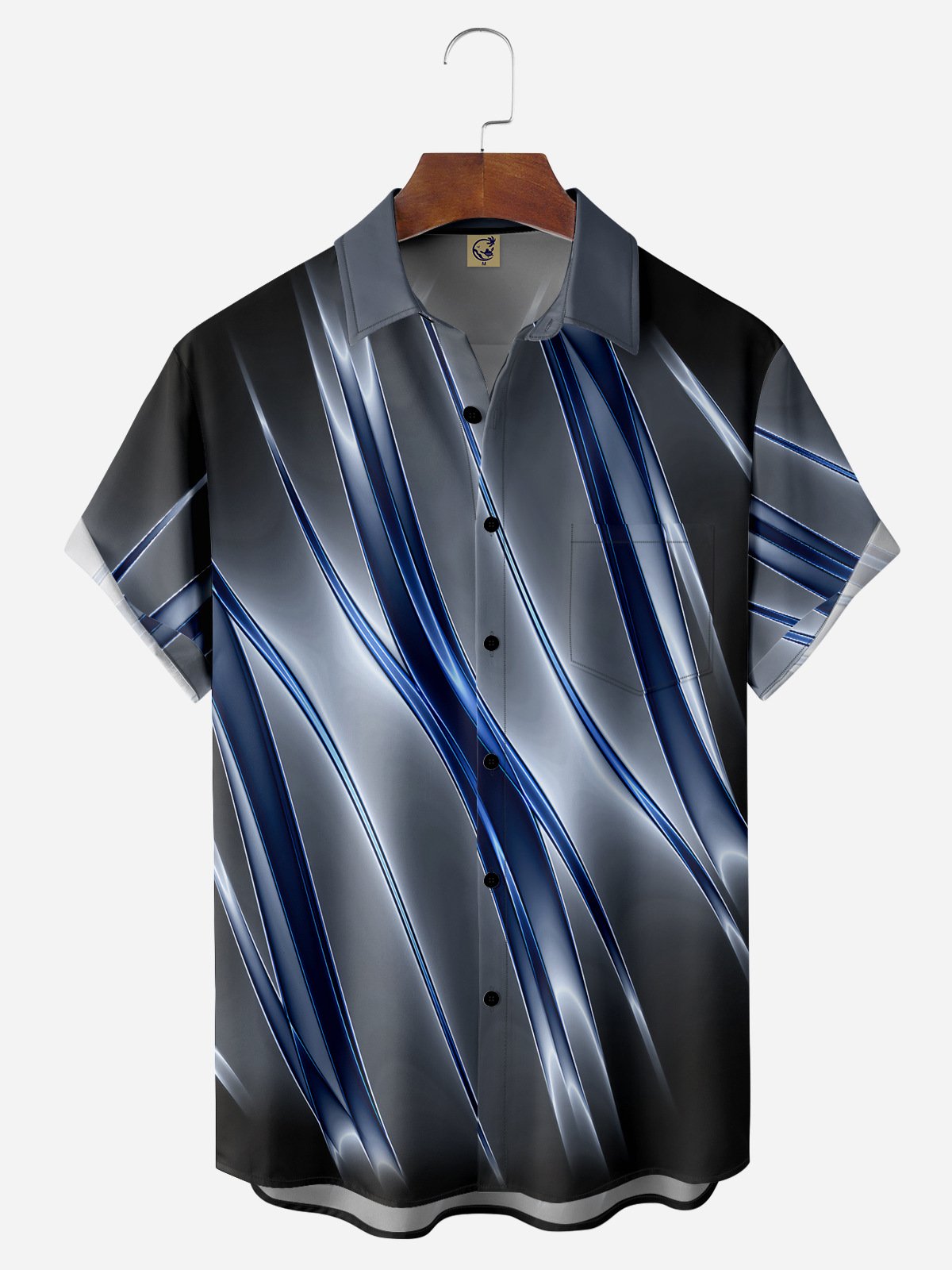 Hardaddy Striped Gradient Pattern Chest Pocket Short Sleeve Shirt