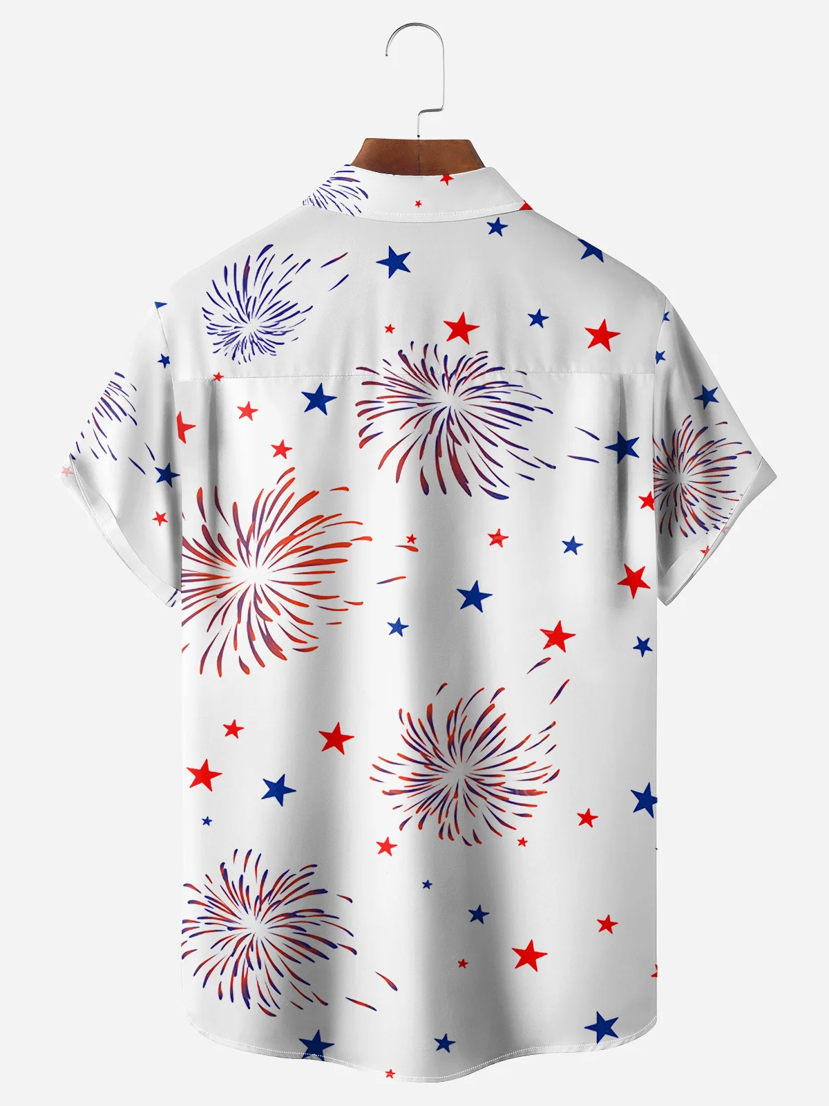 American Flag BBQ Pig Coconut Tree Chest Pocket Short Sleeve Hawaiian Shirt