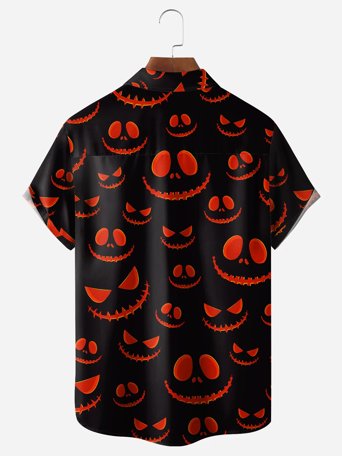 Halloween Ghostface Chest Pocket Short Sleeve Casual Shirt