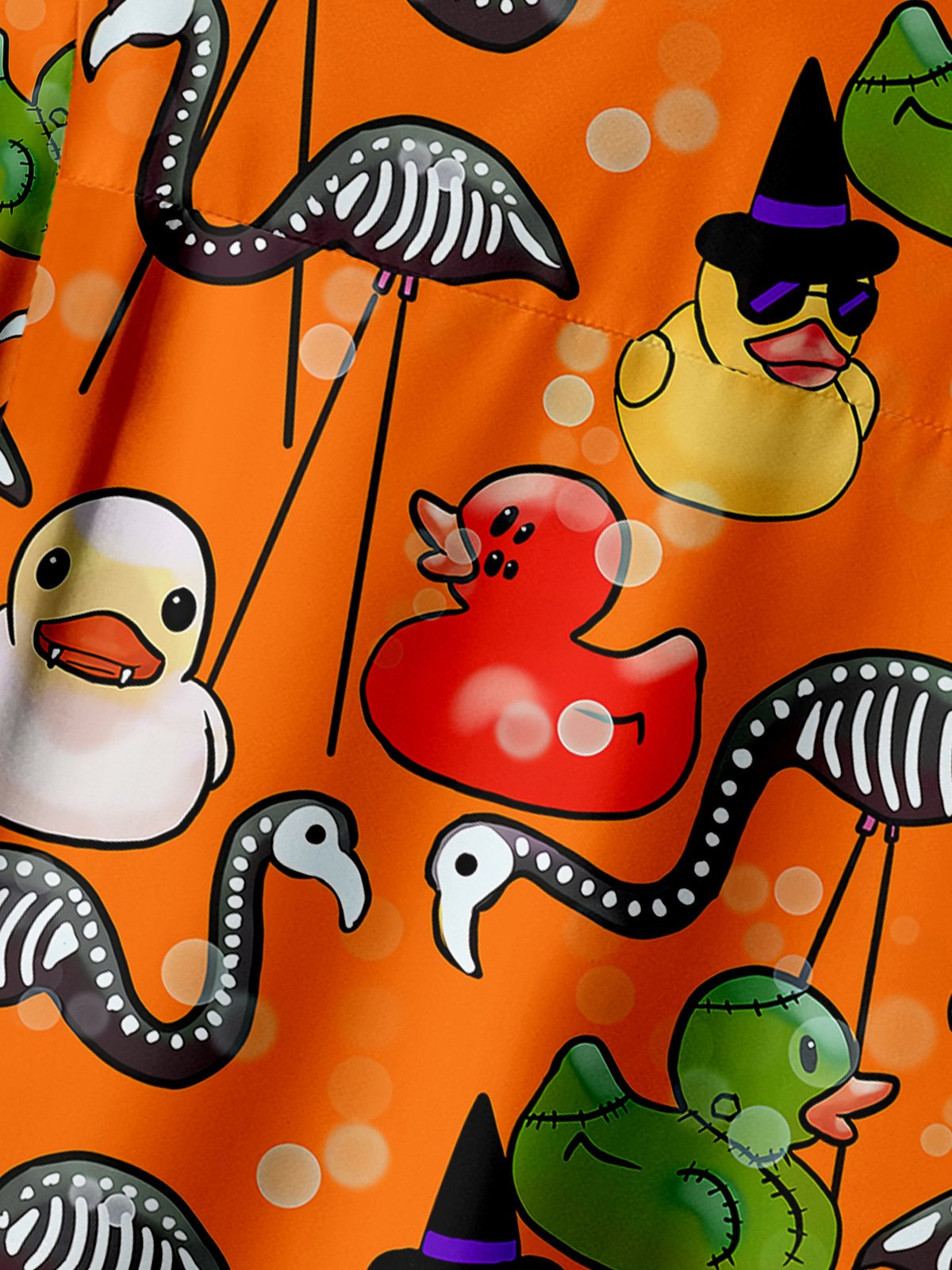 Halloween Ducks Chest Pocket Short Sleeve Casual Shirt