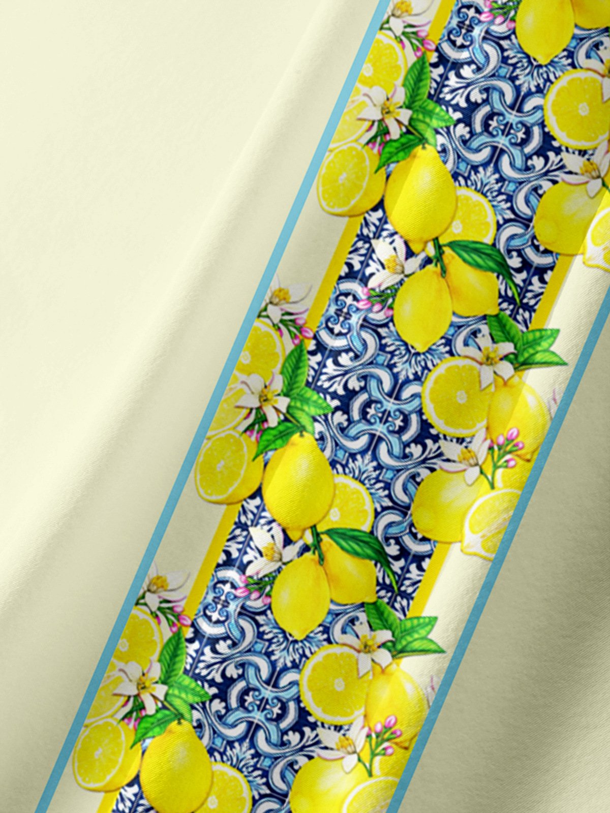 Lemon Mediterranean Chest Pocket Short Sleeve Bowling Shirt