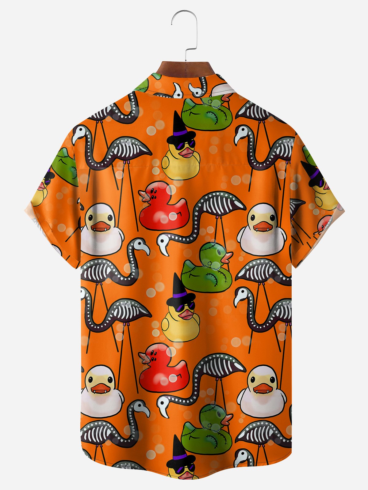 Halloween Ducks Chest Pocket Short Sleeve Casual Shirt