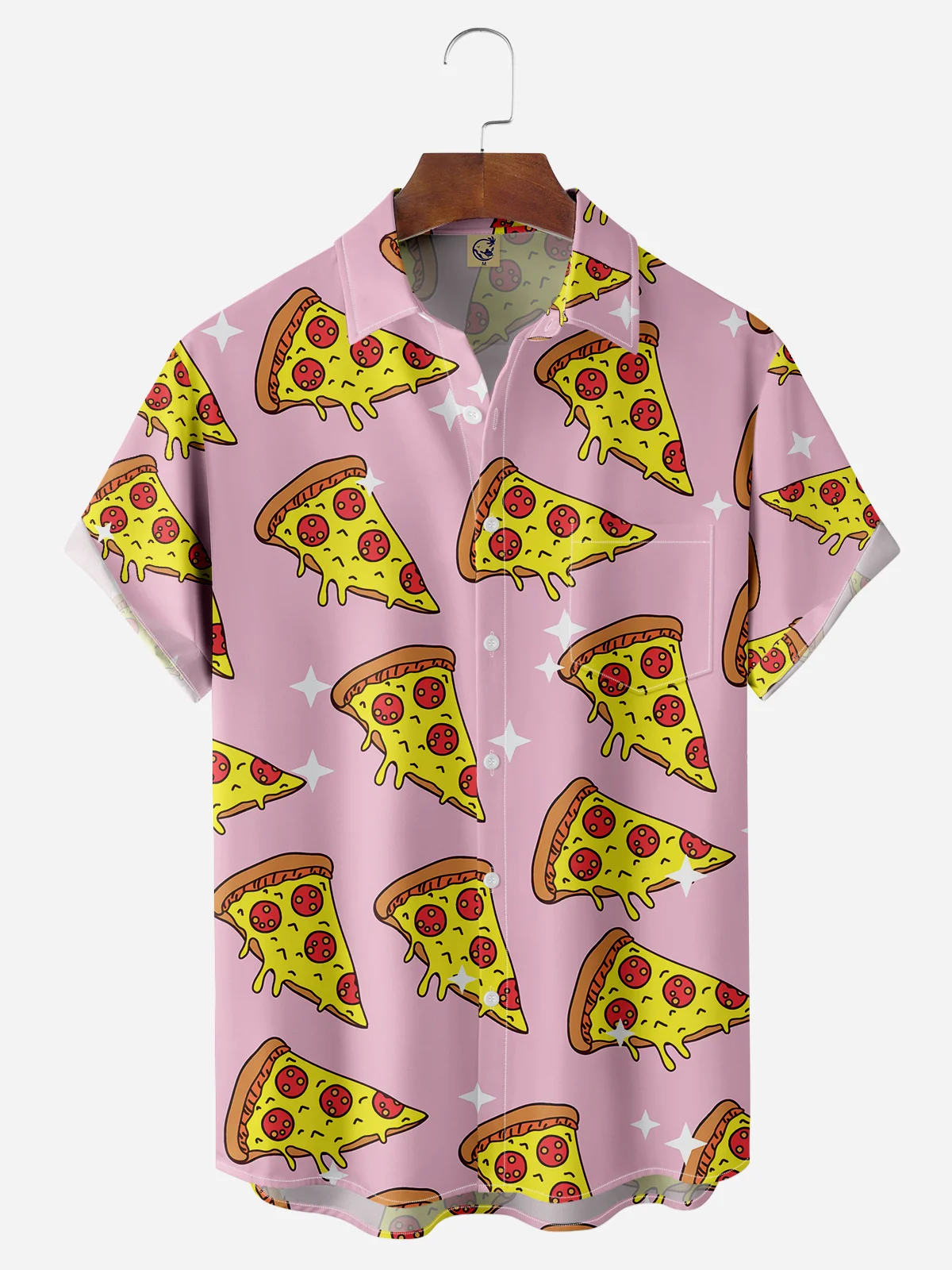 Cheese Pizza Chest Pocket Short Sleeve Shirt