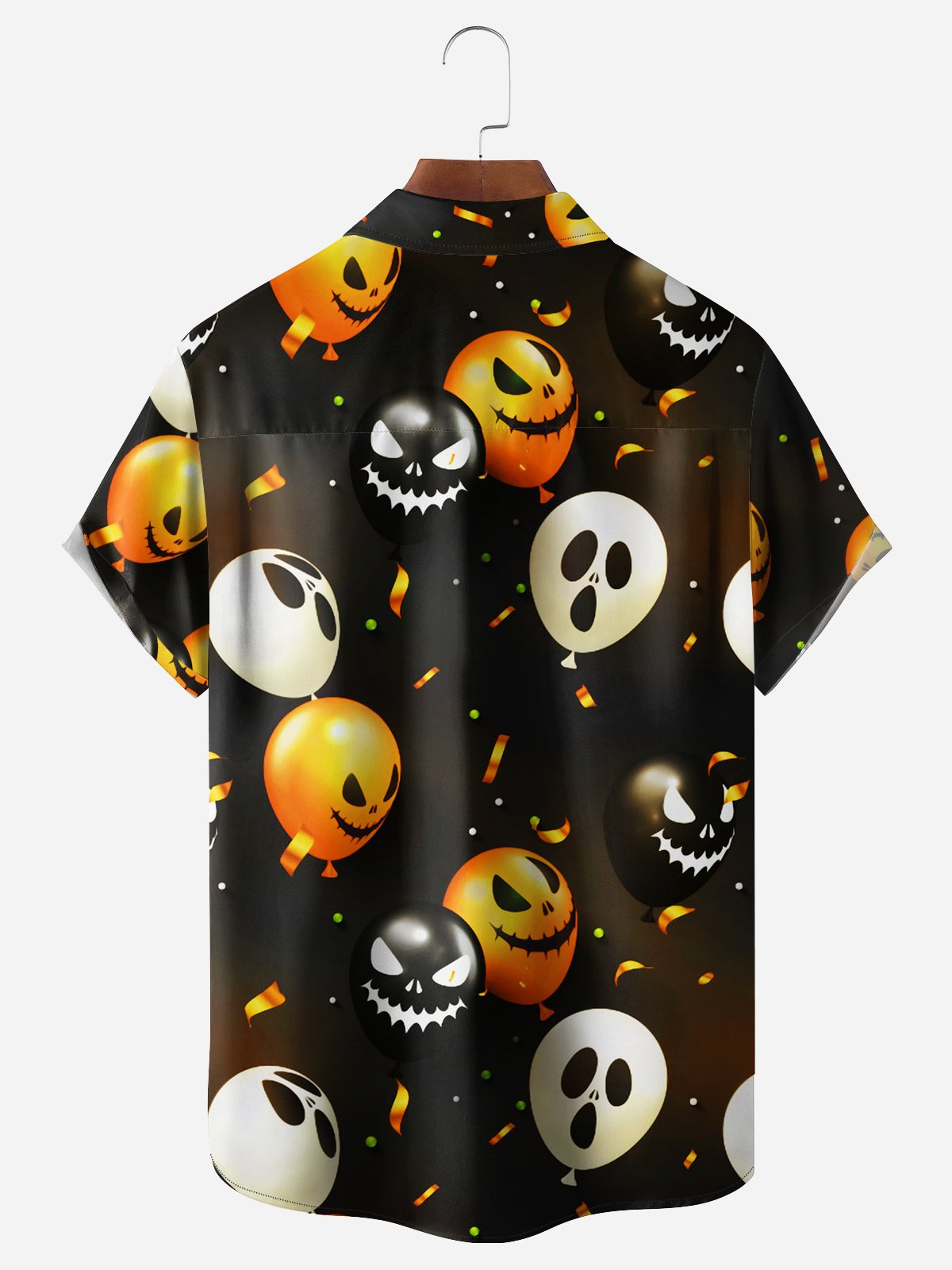 Halloween Spoof Balloon Chest Pocket Short Sleeve Casual Shirt