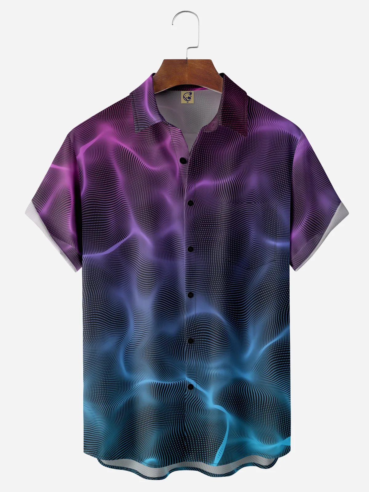 Gradient Pattern Chest Pocket Short Sleeve Shirt