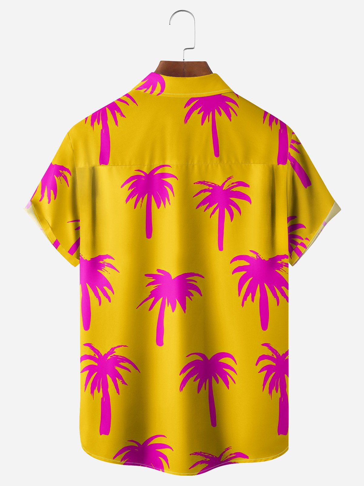 Palm Tree Chest Pocket Short Sleeve Hawaiian Shirt