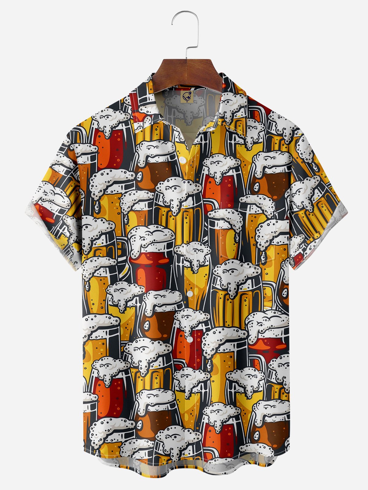 Beer Festival Chest Pocket Short Sleeve Hawaiian Shirt