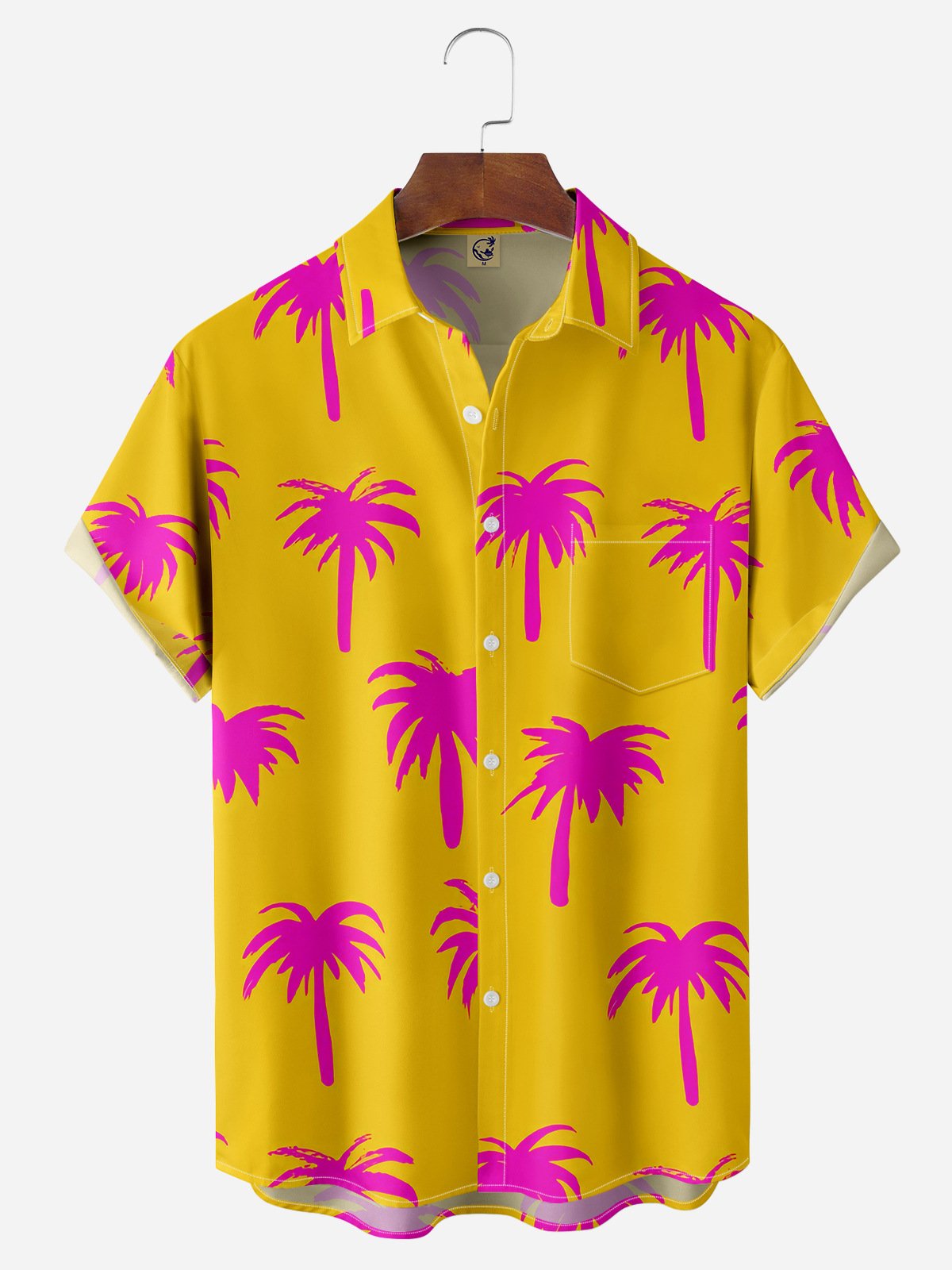 Palm Tree Chest Pocket Short Sleeve Hawaiian Shirt