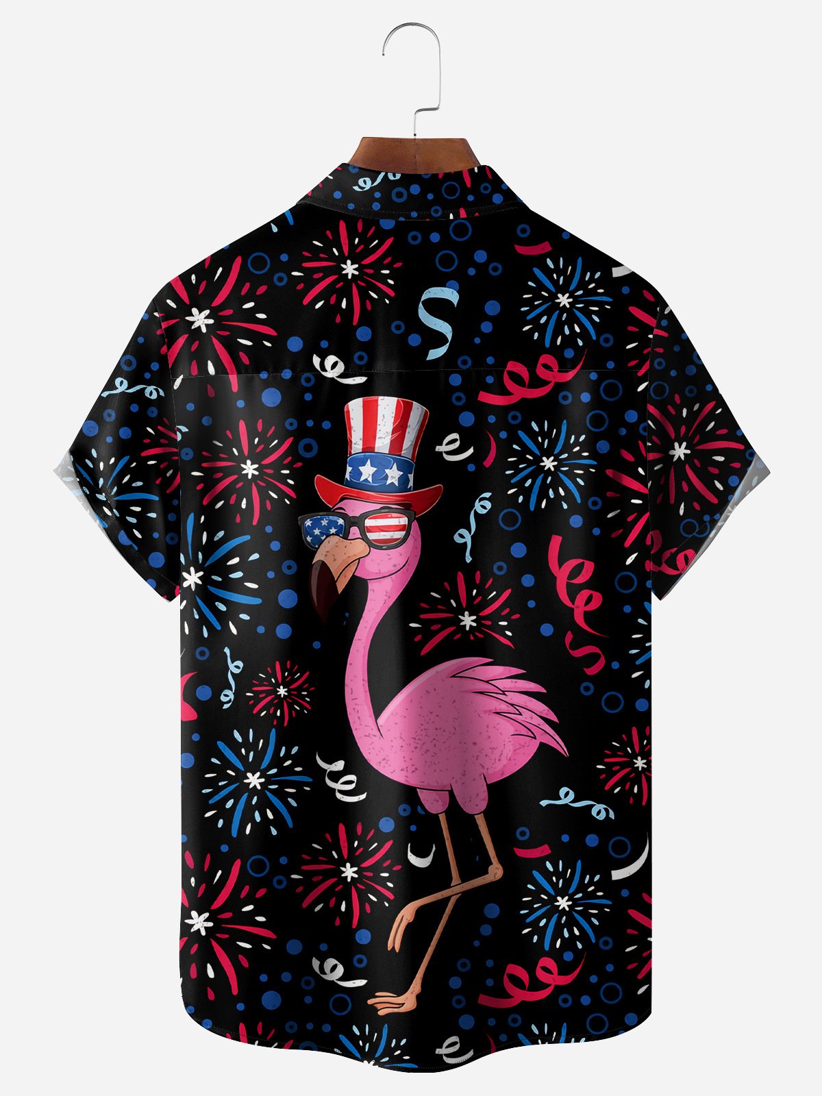 Flamingo Chest Pocket Short Sleeve Hawaiian Shirt