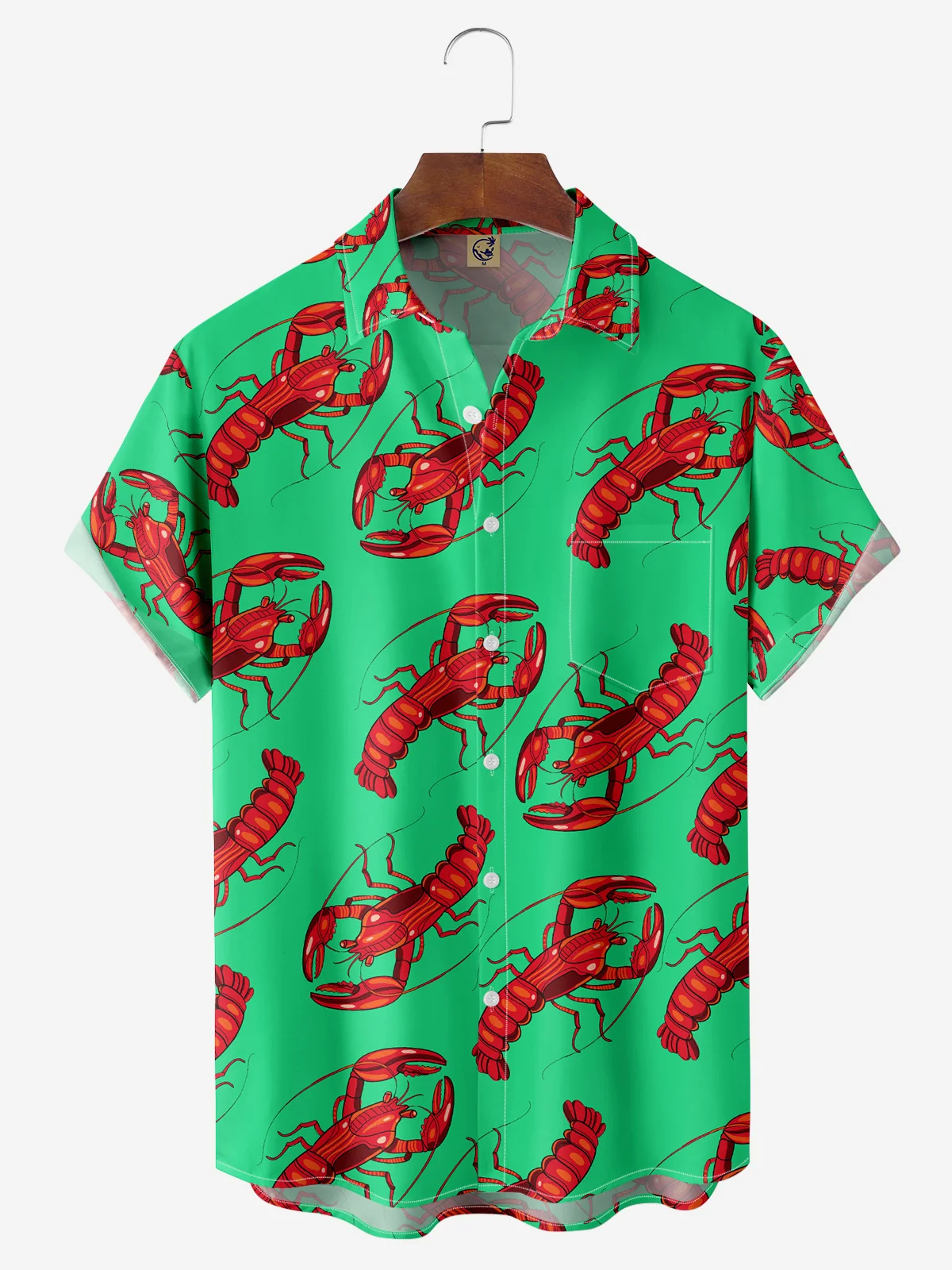 Lobster Chest Pocket Short Sleeve Hawaiian Shirt