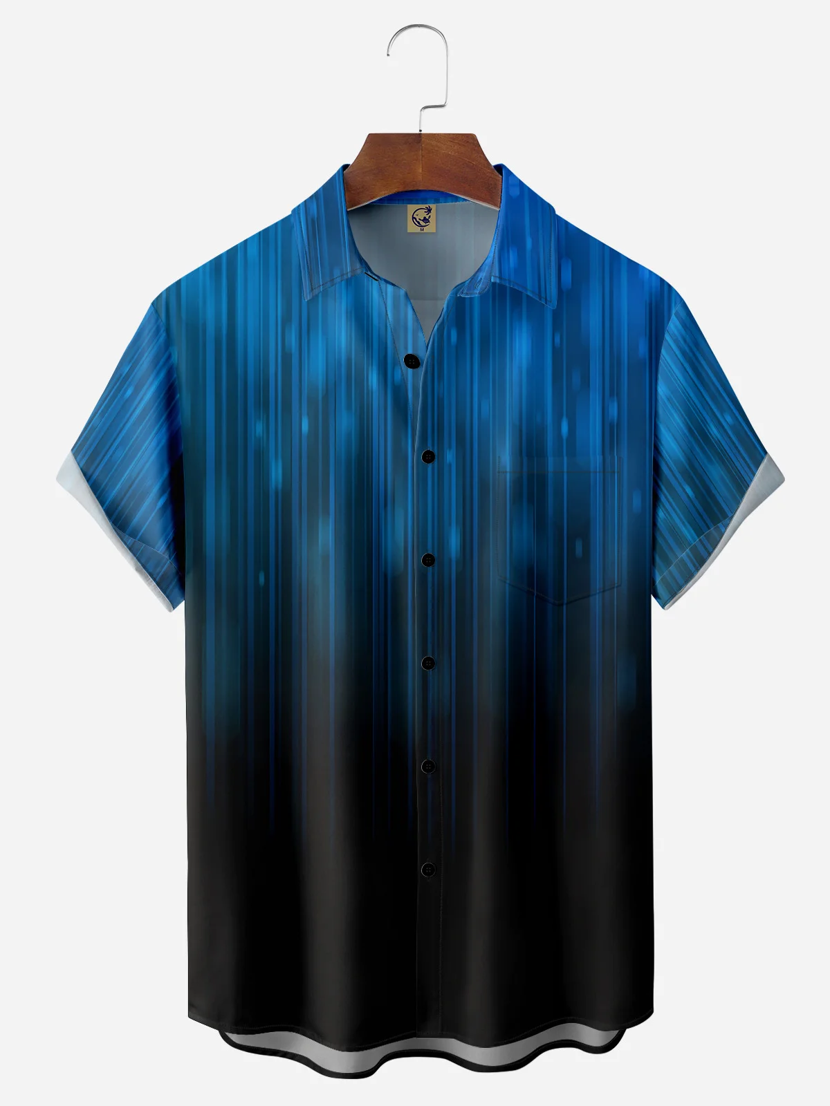 Gradient Pattern Chest Pocket Short Sleeve Shirt