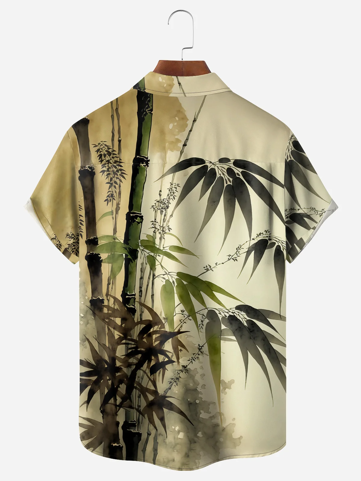 Ukiyoe Bamboo Chest Pocket Short Sleeve Casual Shirt